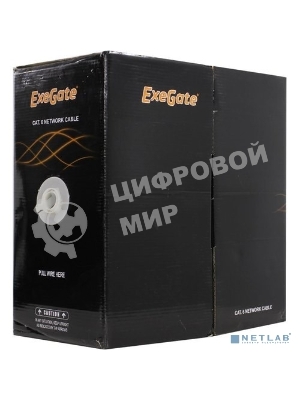 Кабель ExeGate FTP 4 пары кат.6 медь, 23AWG, экран, бухта 305м, серый, PVC