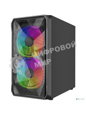 Компьютерный корпус Powercase Mistral Micro A3B ARGb, Tempered Glass, 2x 140мм ARGb PWM+1x 120мм ARGb PWM, черный, mATX (CMMAB-A3-V2)