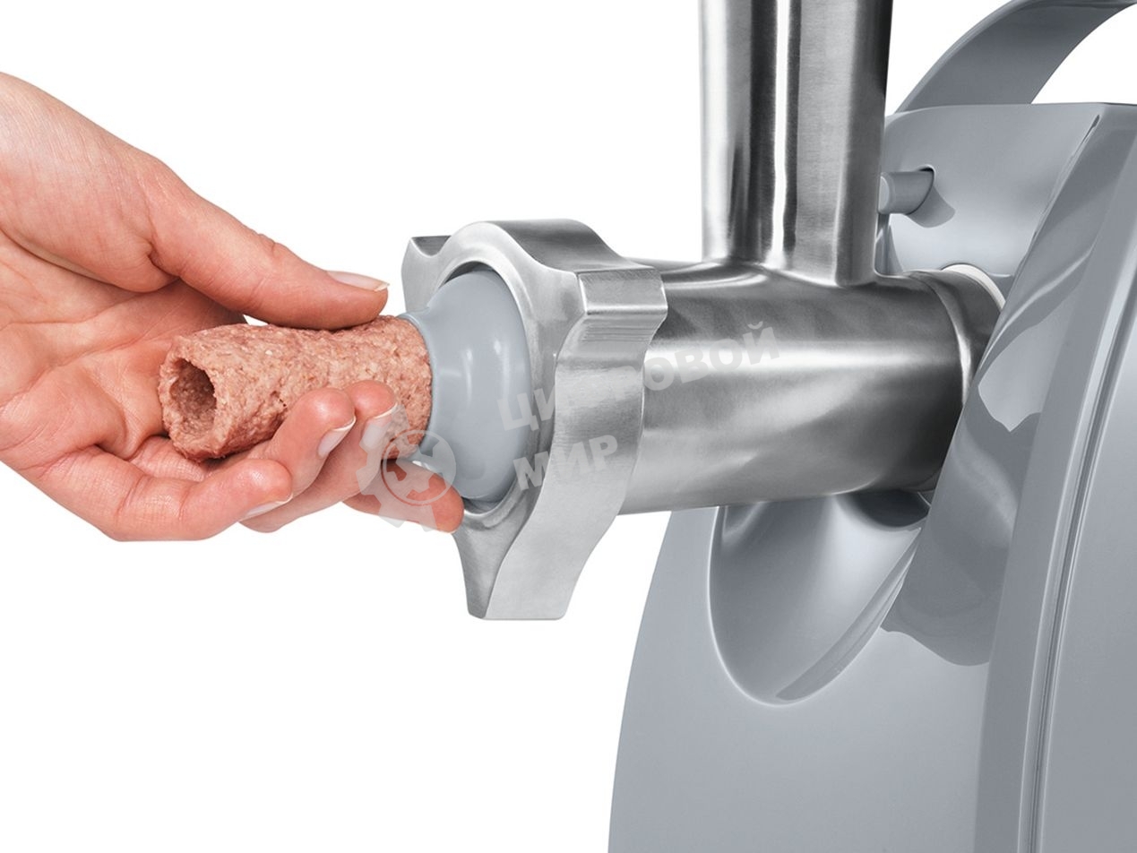 Мясорубка электрическая Bosch MFW 66020 белый/серый, 1800 Вт, 3.0 кг/мин, насадки - 5