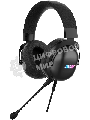 Гарнитура Acer AHW122 чёрный, проводная, USB, подсветка