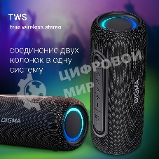 Колонка портатитвная Digma D-PS1524 черный 20W 2.0 BT 10м 2000mAh (PS1524B)
