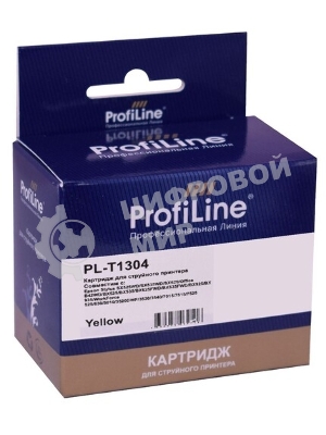Картридж струйный ProfiLine PL-T1304 для принтеров Epson Stylus SX525WD/SX535WD/SX620/Office B42WD/BX525/BX535/BX625FWD/BX635FWD/BX925/BX935/WorkForce 525/630/3010/3520DWF/3530/3540/7015/7515/7525 с чернилами Yellow 10,1 мл
