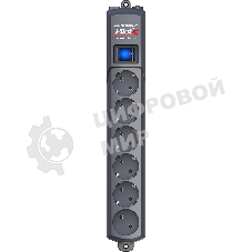 Сетевой фильтр Pilot S 6 розеток (5 евро + 1 без заземления) 10 м, графит