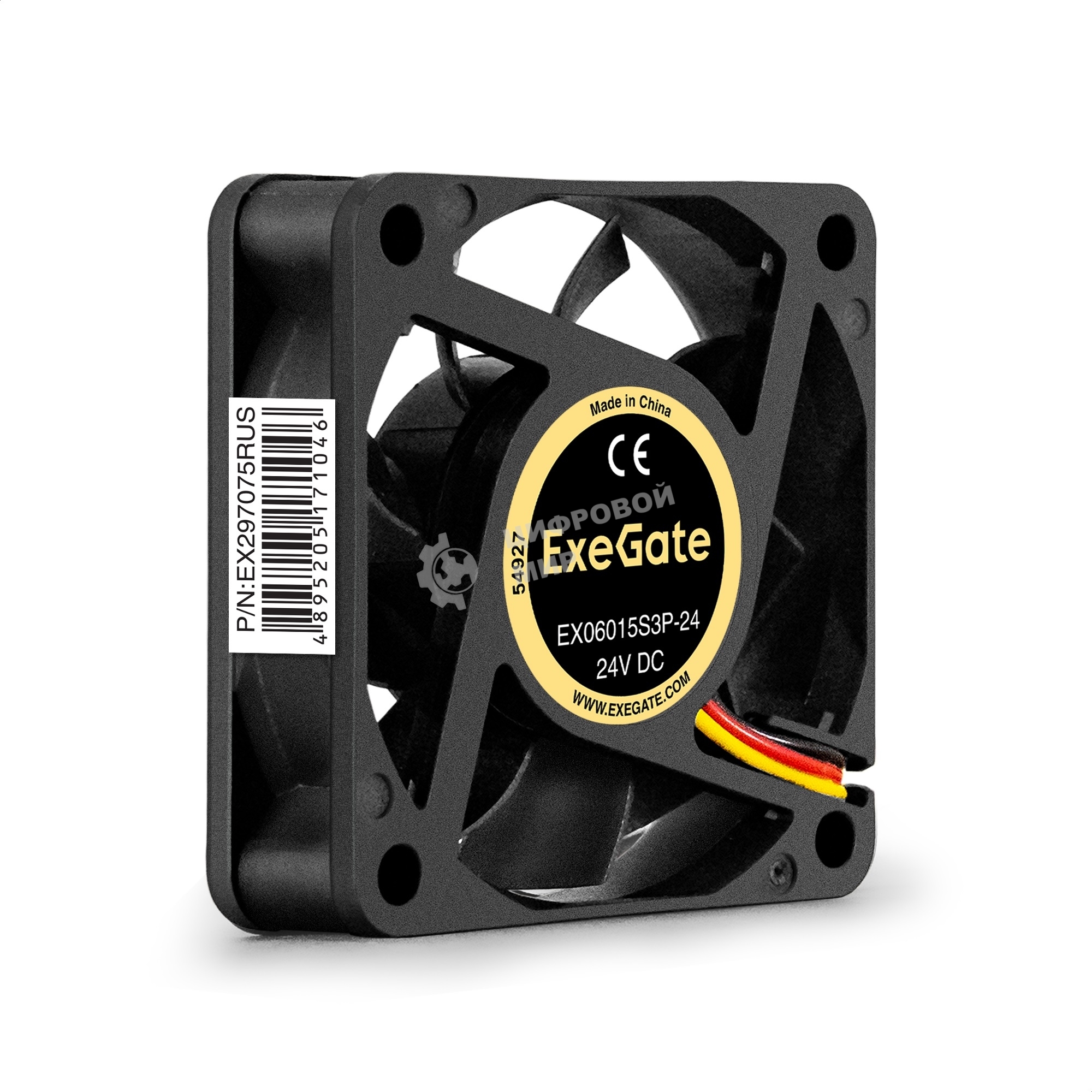 Вентилятор для корпуса ExeGate EX06015S3P-24 черный, 60 мм, 4800 об/мин, 34.1 дБ, 3 pin