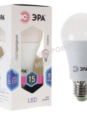 Лампа светодиодная ЭРА A60-15W-840-E27 R (диод груша 15Вт нейт E27) (10/100/1500)