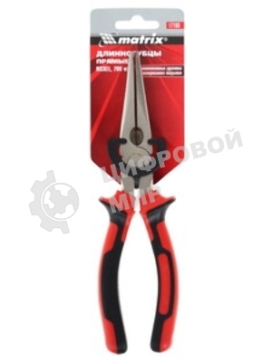 Длинногубцы Matrix NICKEL 17168 200 мм, прямые никелированные, двухкомпонентные рукоятки