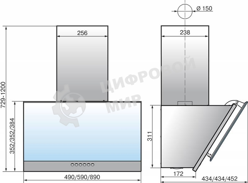 Вытяжка каминная Elikor Рубин Базис S4 90П-700-Э4Д перламутровый/белый, 89 см, 700 куб. м/ч, 52 дБ