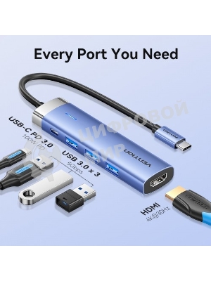 Мультифункциональный хаб Vention USB Type C 5 в 1