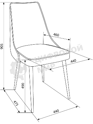 Стул для дома Бюрократ CH-K4_2 комплект 2 шт т. серый Holland 18 металл черный на ножках