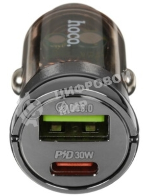 Автомобильное зарядное устройство Hoco Z53A 30Вт, USB, Type-C, черный, коробка