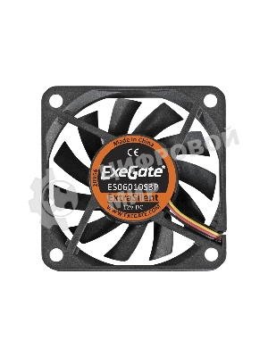 Вентилятор для корпуса ExeGate ExtraSilent ES06010S3P черный, 60 мм, 2000 об/мин, 16 дБ, 3 pin