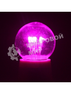 Лампа шар Neon-night e27 6 LED Ø45мм - розовая, прозрачная колба, эффект лампы накаливания