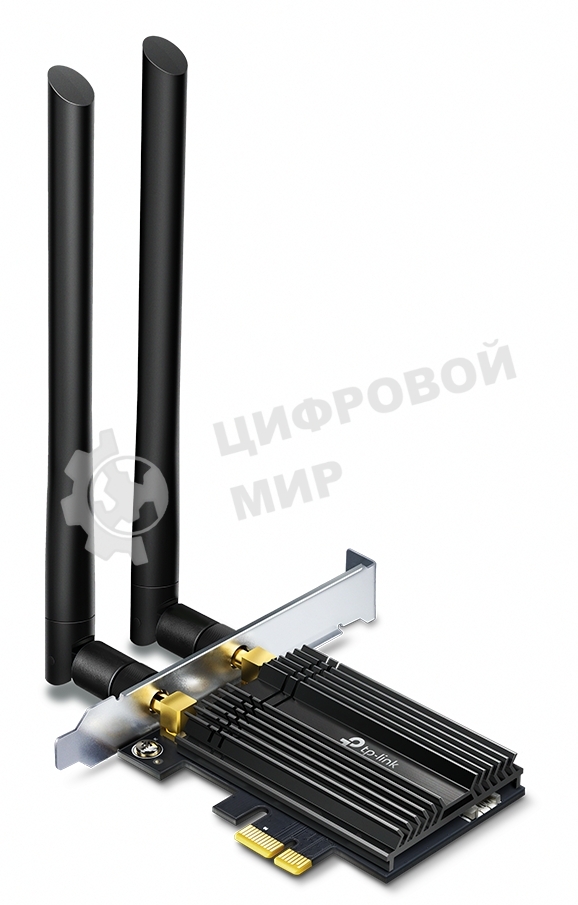 Адаптер 11AX 3000Mbps dual-band PCI-E adapter, 2402Mbps at 5G and 574Mbps at 2.4G, support Bluetooth 5.0, WPA2 encryption, two external Antennas.