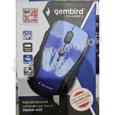 (Из ремонта, рабочий, гарантия 7 дней) Мышь беспроводная Gembird MUSW-425 синий, 2400 dpi, радиоканал, USB, кнопки - 6