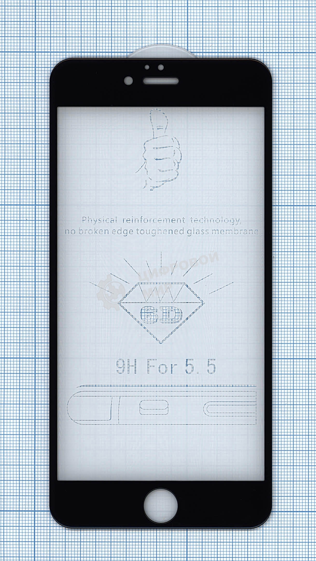 Защитное стекло 6D для Apple iPhone 6/6S Plus черный