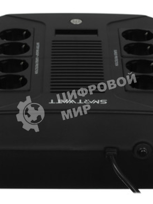 Источник бесперебойного питания SMARTWATT UPS SAFE PRO LCD 1000 черный 1000/600 ВА/Вт, напольный/настенный, линейно-интерактивный, LCD дисплей, Shuko CEE7/4 - 8 шт. (4 шт. с резервным питанием, 4 шт. - сетевой фильтр)