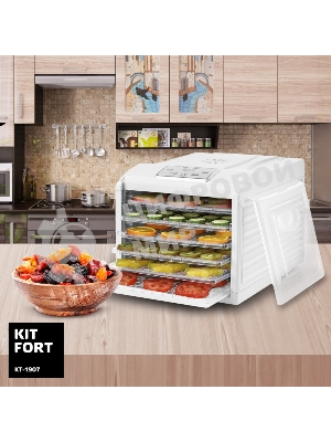 Сушилка для овощей и фруктов Kitfort КТ-1907 6под. 500Вт белый