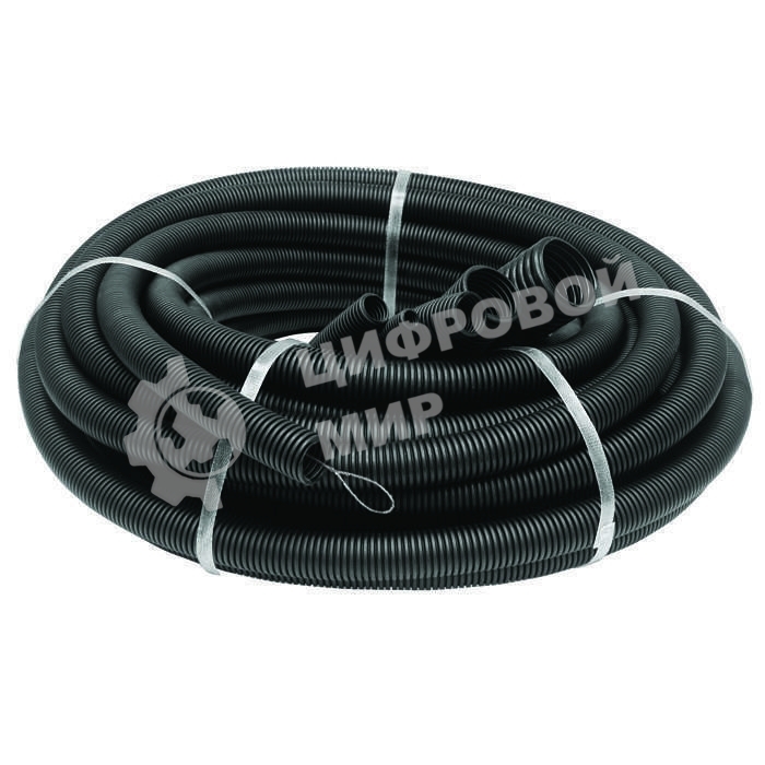 Труба гофрированная ПНД d25мм с зондом черный (50м) Рувинил 22501