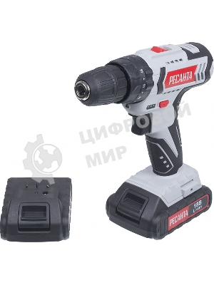 Дрель-шуруповерт Ресанта ДА-18-2ЛК-У, 18 В, 2 Ач, 50 Нм, щеточный