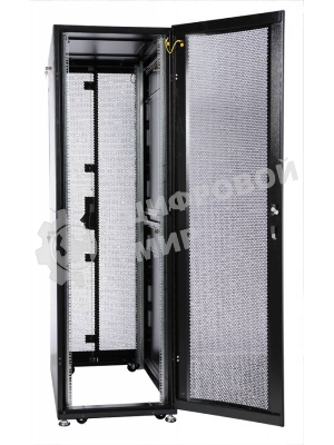 Шкаф серверный ПРОФ напольный 48U (600x1200) дверь перфор. 2 шт., черный, в сборе