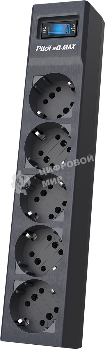Сетевой фильтр Pilot sG-Max 5 outlets (GP), 15А/3.3 kVt, automatic circuit-breaker, 10 m, gfaphite