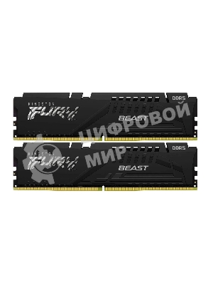 Оперативная память Kingston Fury Beast, DDR5, 16GB (2x8GB), 5200MHz, CL40, DIMM, радиатор, черный
