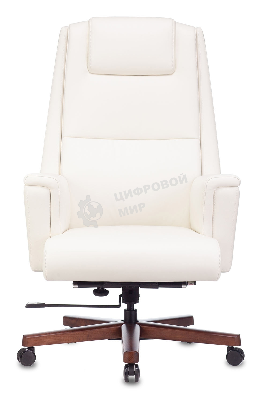 Кресло руководителя Бюрократ DUKE белый, кожа, крестовина металл/дерево
