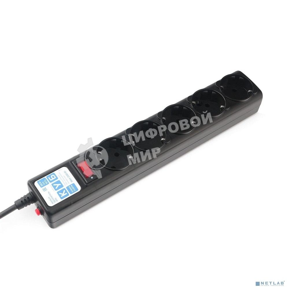 Сетевой фильтр Power Cube SPG5-В1 PC 0,5 м, 5 р, черный 10А, UPS(C14), SPG5-В1