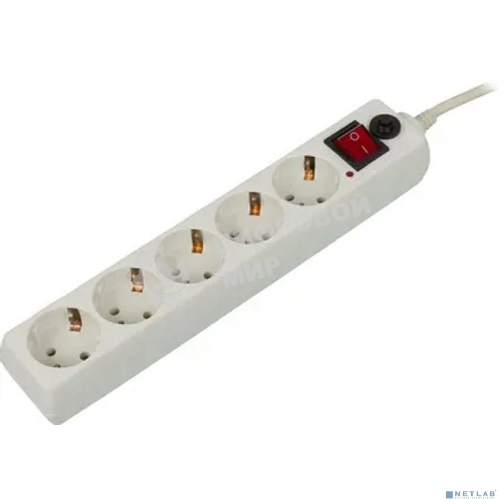 Сетевой фильтр Buro 500SH-10-W 10 м, 5 розеток, белый, коробка