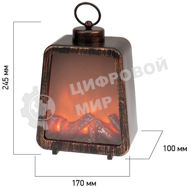 Светодиодный камин Neon-night Лофт с эффектом живого огня 17х10х24,5 см, 3хС (не в комплекте) и USB (в комплекте)
