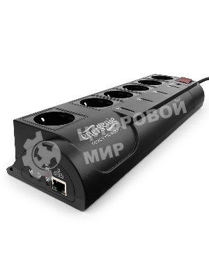 Сетевой фильтр Energenie Сетевой фильтр EG-PMS2-LAN программируемый, черный (10А, LAN, 6 розеток)