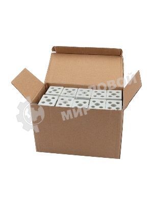 Клемма керамическая винтовая Rexant 12 мм² 2 пары контактов с крепежным отверстием (50 шт./уп.)