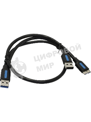 Кабель Vention USB 3.0 AM/micro B, USB 2.0 AM - 0.5м Кабель Vention USB 3.0 AM/micro B, USB 2.0 AM - 0.5м