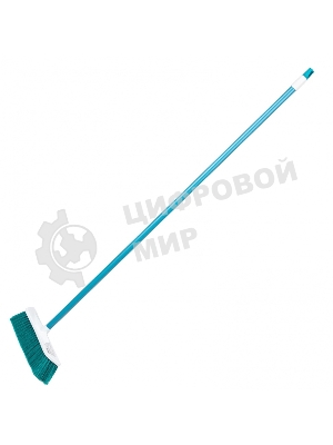 Щетка Home Palisad пластмассовая для подметания пола, 27 см, c черенком, 120 см, бирюз. щетина