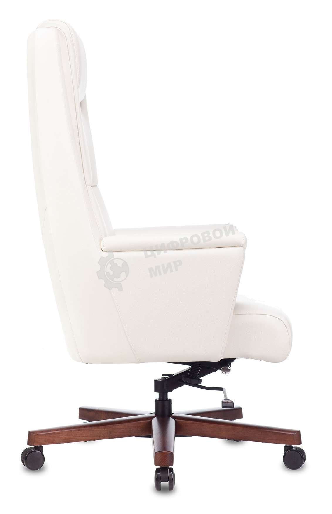 Кресло руководителя Бюрократ DUKE белый, кожа, крестовина металл/дерево