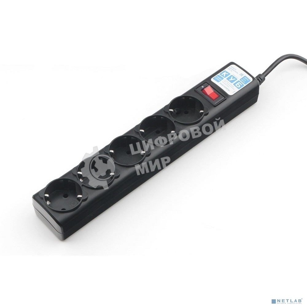 Сетевой фильтр Power Cube SPG5-В1 PC 0,5 м, 5 р, черный 10А, UPS(C14), SPG5-В1