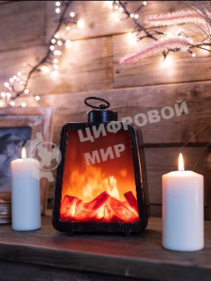 Светодиодный камин Neon-night Лофт с эффектом живого огня 17х10х24,5 см, 3хС (не в комплекте) и USB (в комплекте)
