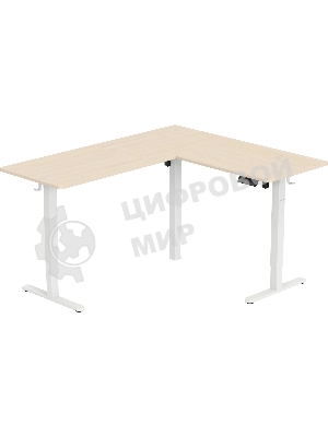 Стол компьютерный Cactus угловой подъемный столешница МДФ, белый дуб каркас белый 140x72x60 см (CS-EDXL-WWD)