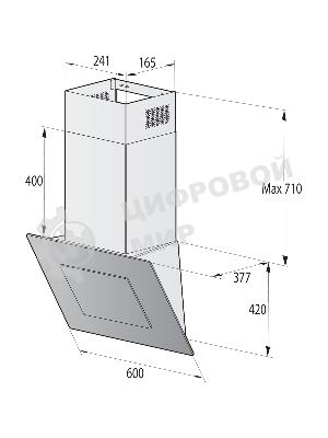 Вытяжка каминная Gorenje WHI626E6B черный/серый, 60 см, 678 куб. м/ч, 65 дБ