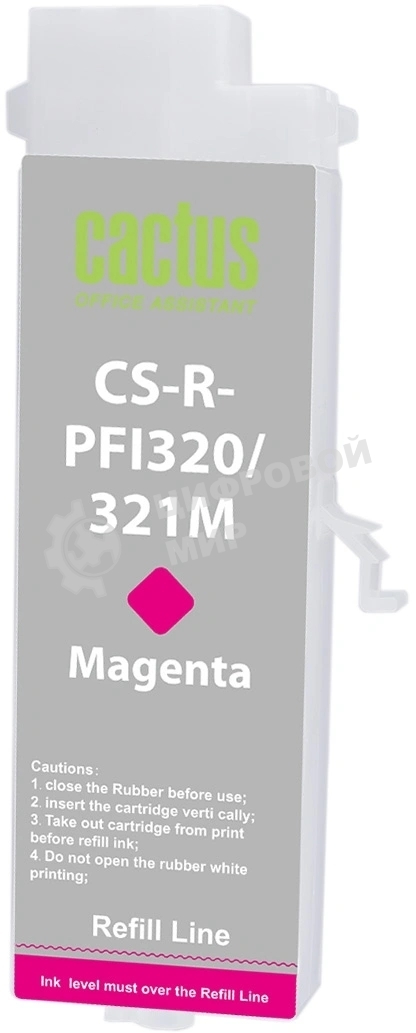 Картридж перезаправляемый струйный Cactus CS-R-PFI320/321M PFI320/321M пурпурный (260мл) для Canon imagePROGRAF TM-200/200MFP/205/300/300MFP/305