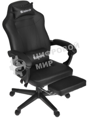 Кресло Defender CRUISER BLACK/RED черный/красный, экокожа, подставка для ног