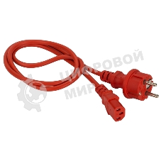 Шнур питания Lanmaster C13-Schuko прямая, 3х0.75, 220В, 10А, красный, 5 метров
