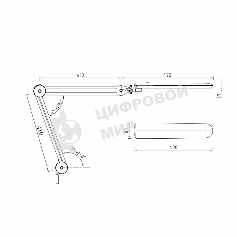 Лампа настольная бестеневая Rexant, струбцина, 
