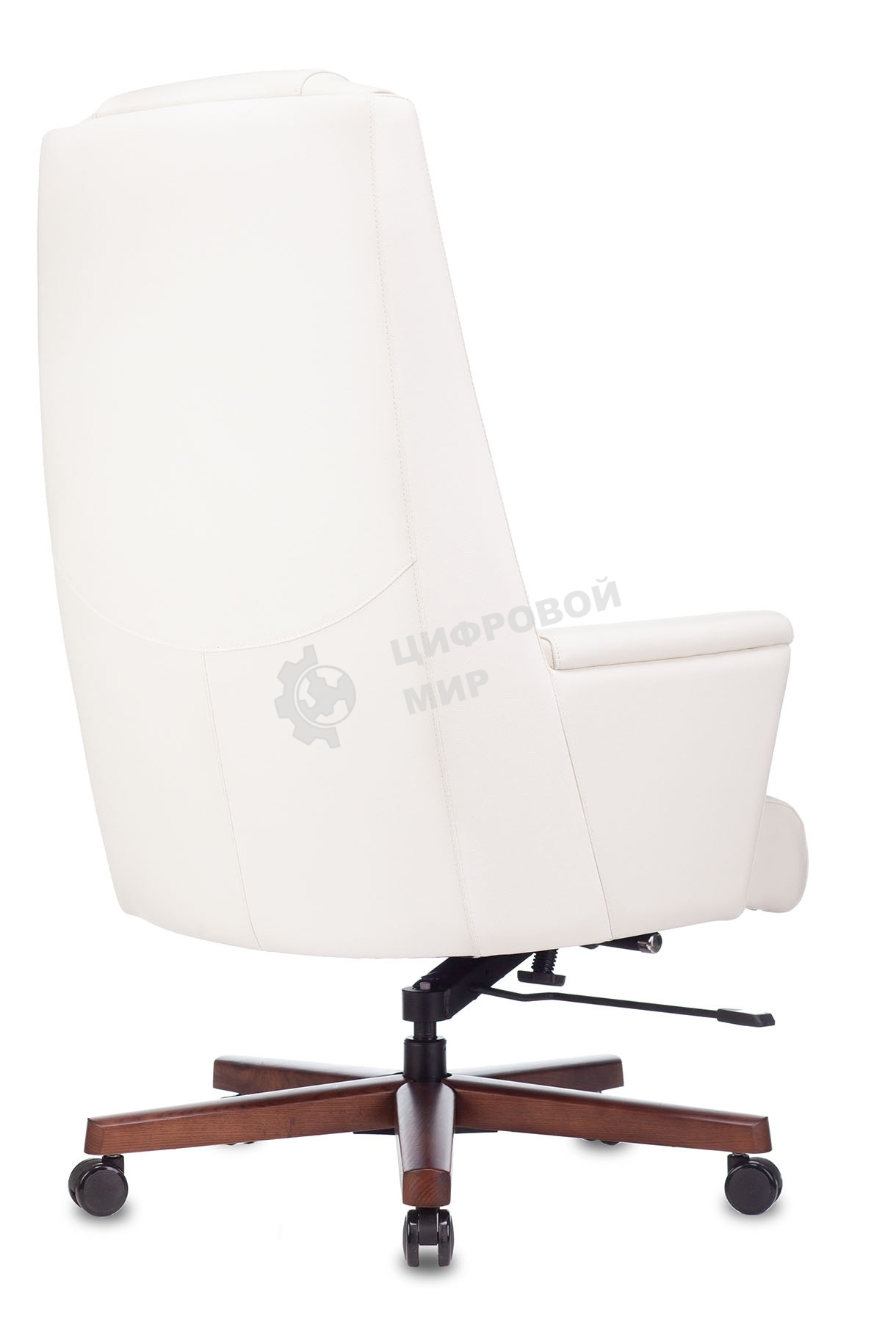 Кресло руководителя Бюрократ DUKE белый, кожа, крестовина металл/дерево