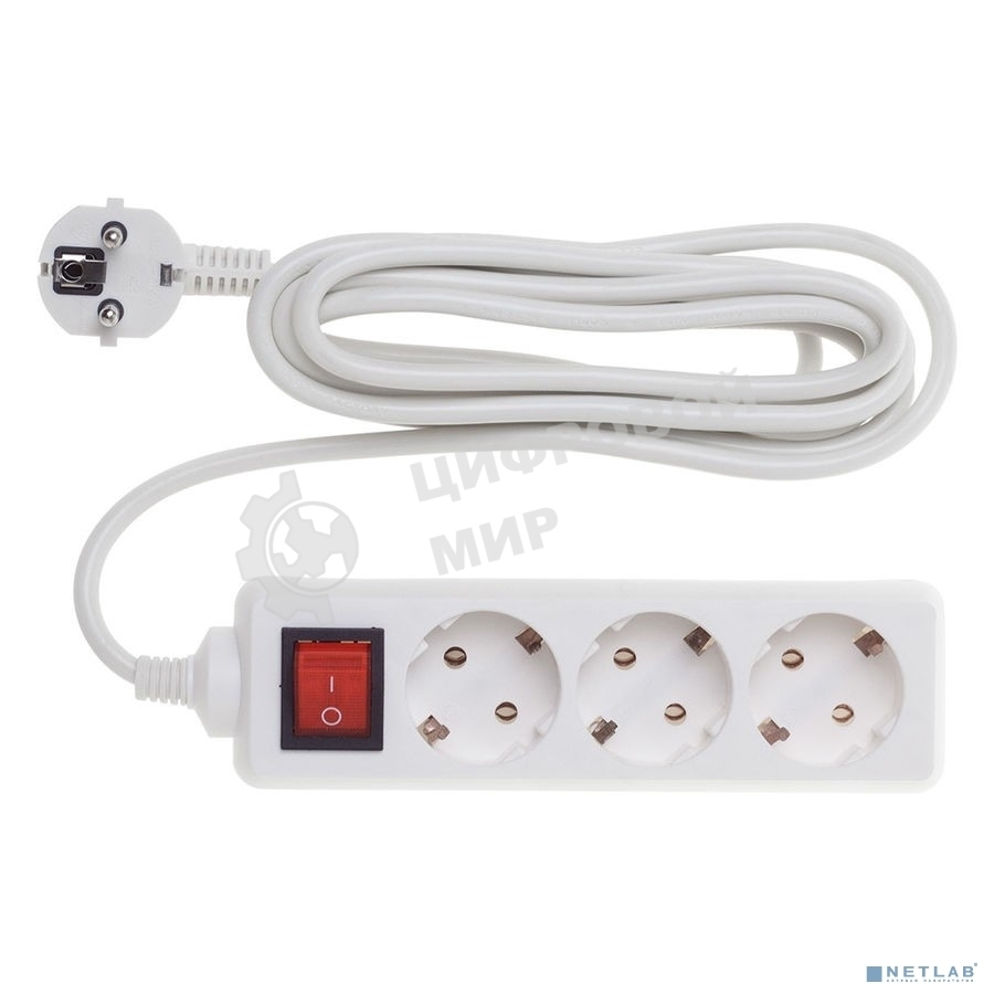 Сетевой фильтр Buro BU-PS3.3/W 3 м, 3 розетки, белый (пакет ПЭ)