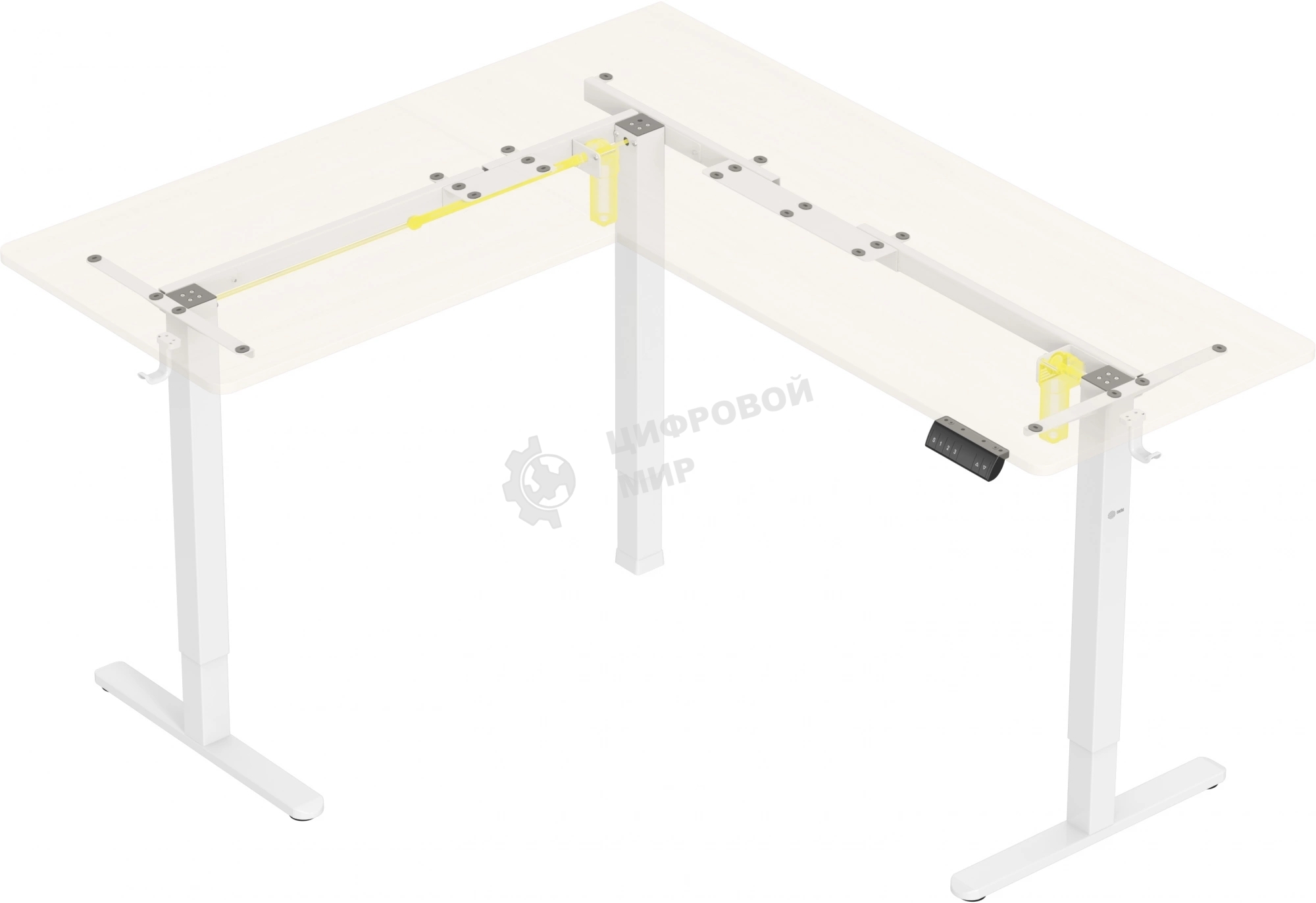 Стол компьютерный Cactus угловой подъемный столешница МДФ, белый дуб каркас белый 140x72x60 см (CS-EDXL-WWD)