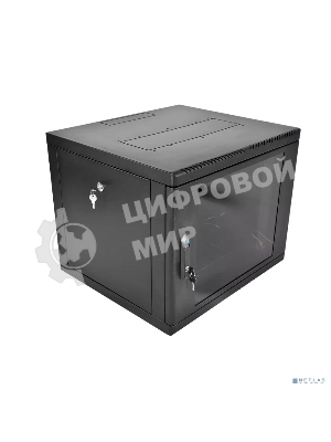 Шкаф телекоммуникационный настенный разборный ЦМО 9U (600 х 520), съемные стенки, дверь стекло, черный(ШРН-М-9.500-9005)