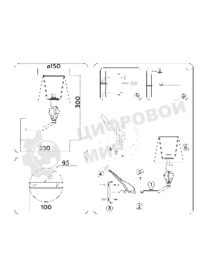 Настенный светильник Ambrella light LH75065 CH/DB хром/темно синий E14 max 40W 230*150*300