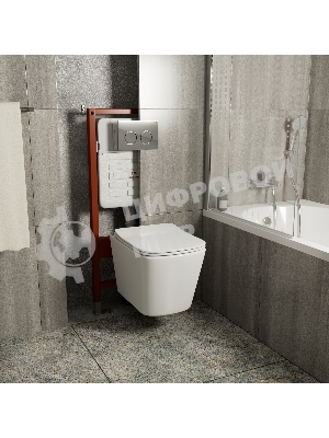 Комплект BAU 6 в 1: усиленная инсталляция BAU IDEAL, унитаз подвесной безободковый Bau Stil 51х35, сиденье дюропласт микролифт, клавиша BAU Round, хром