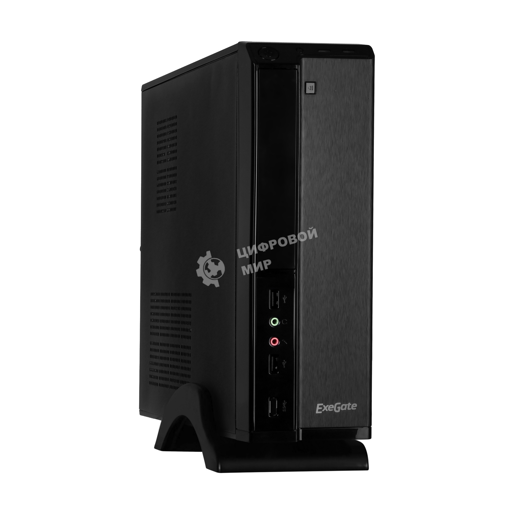 Компьютерный корпус ExeGate EX268689RUS Компьютерный корпус MiniITX ExeGate MI-207 Black, miniITX/mATX, (M350, 80мм), 2хUSB, Audio